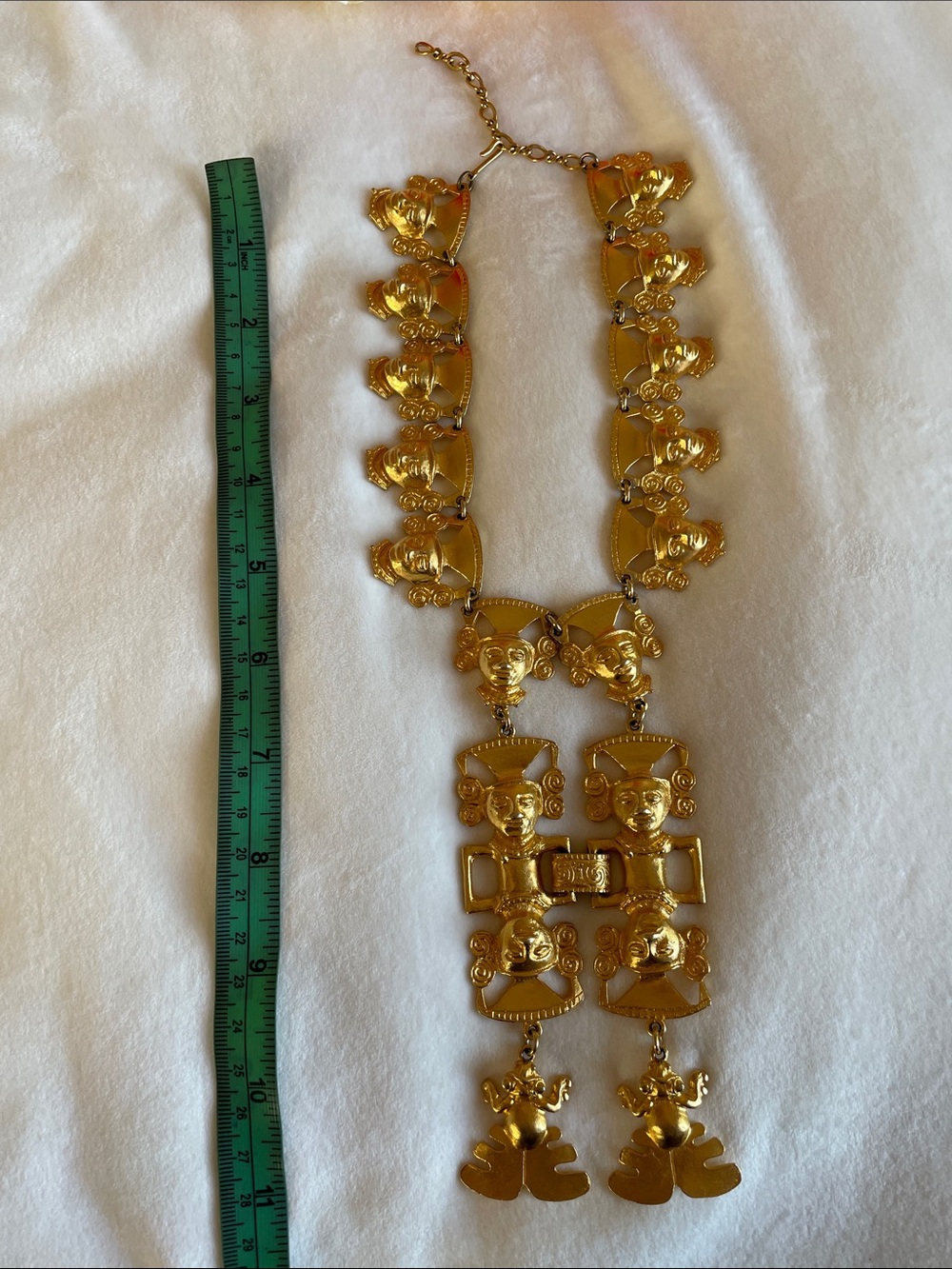 Vintage Kenneth Jay Lane Gold Plated Statement Tribal Mayan Necklace - Picture 8 of 13